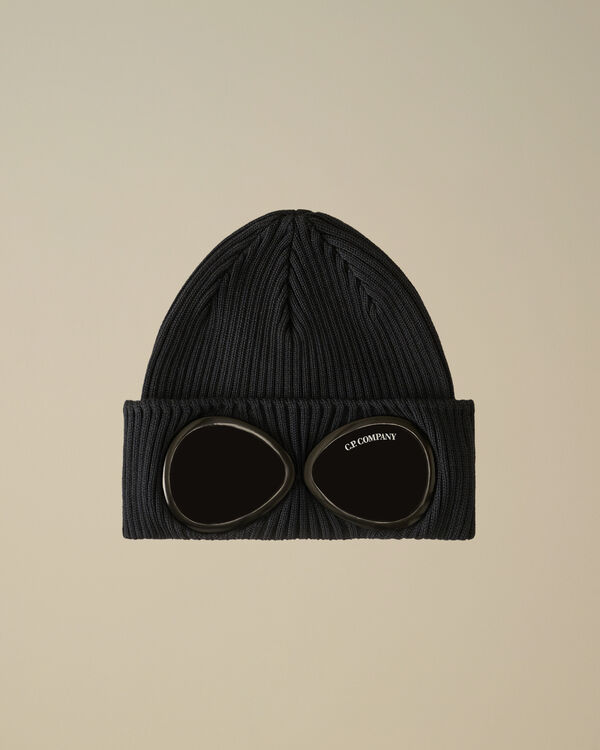 C.p. Company U16 Cotton Knitted Goggle Beanie TOTAL ECLIPSE - BLUE