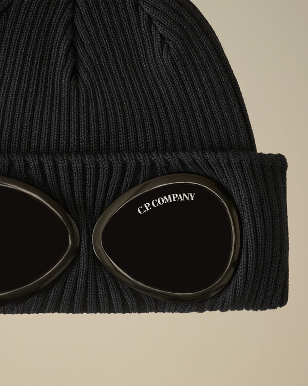 C.p. Company U16 Cotton Knitted Goggle Beanie TOTAL ECLIPSE - BLUE