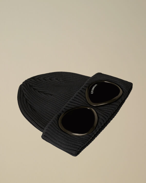 c.p. company U16 Cotton Knitted Goggle Beanie TOTAL ECLIPSE - BLUE