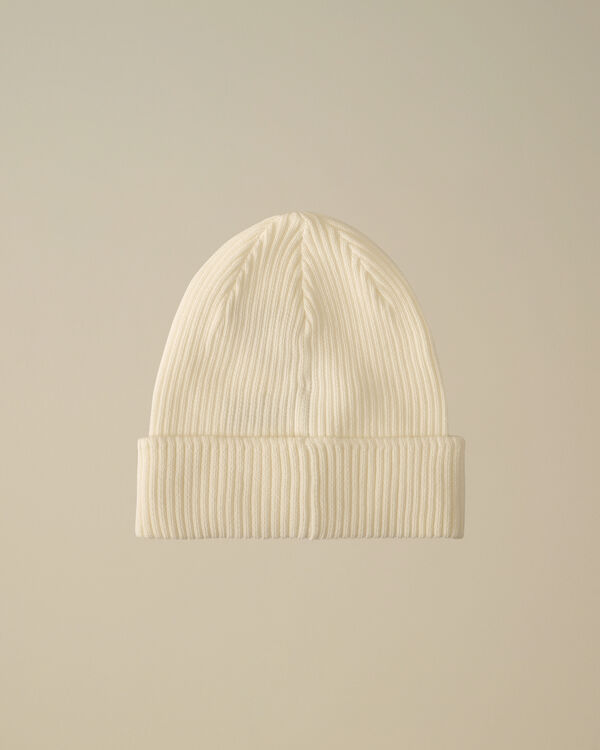 C.p. Company U16 Cotton Knitted Logo Beanie GAUZE WHITE