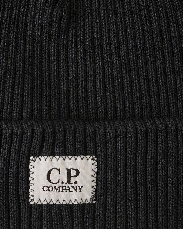 C.p. Company U16 Cotton Knitted Logo Beanie TOTAL ECLIPSE - BLUE