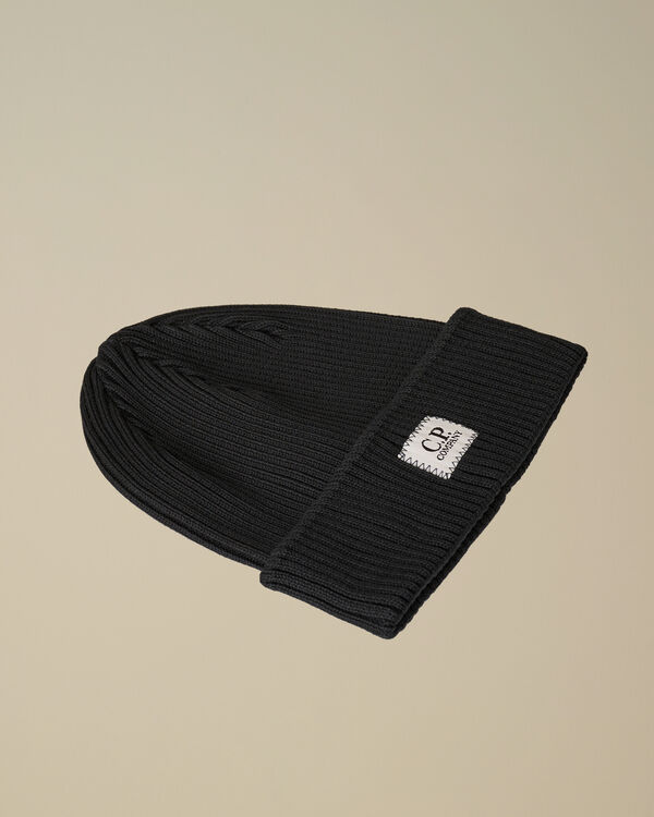 c.p. company U16 Cotton Knitted Logo Beanie TOTAL ECLIPSE - BLUE