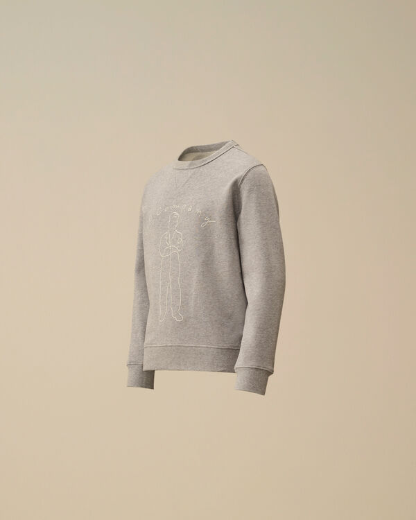 c.p. company U16 Diagonal Fleece Crewneck Embroidery Sweatshirt GREY MELANGE