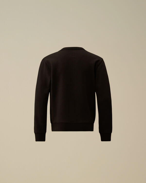 C.p. Company U16 Diagonal Fleece Crewneck Embroidery Sweatshirt BLACK
