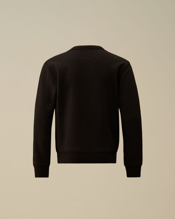 C.p. Company U16 Diagonal Fleece Crewneck Embroidery Sweatshirt BLACK