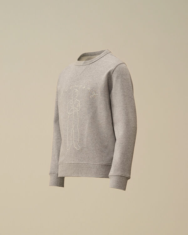 c.p. company U16 Diagonal Fleece Crewneck Embroidery Sweatshirt GREY MELANGE