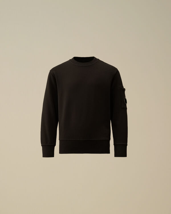 C.p. Company U16 Diagonal Fleece Crewneck Lens Sweatshirt BLACK
