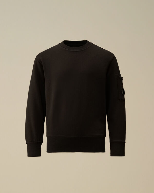 C.p. Company U16 Diagonal Fleece Crewneck Lens Sweatshirt BLACK