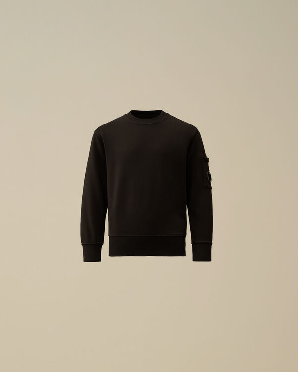 C.p. Company U16 Diagonal Fleece Crewneck Lens Sweatshirt BLACK