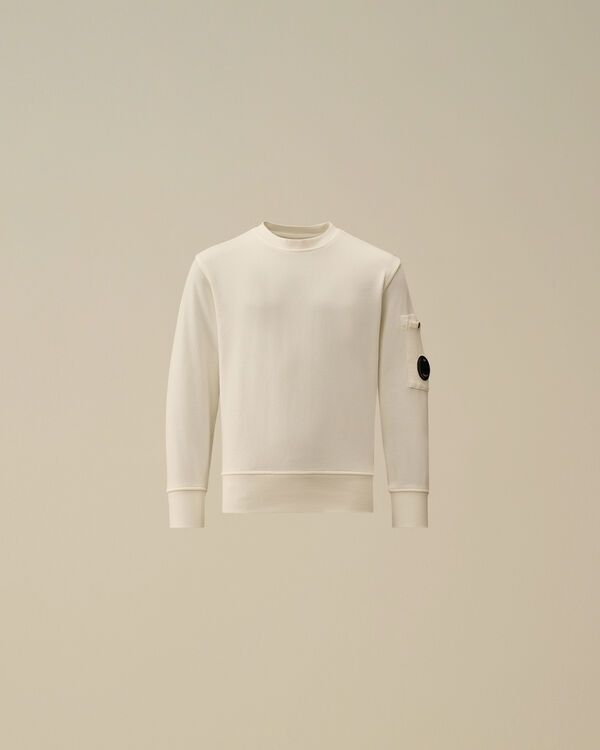 C.p. Company U16 Diagonal Fleece Crewneck Lens Sweatshirt GAUZE WHITE