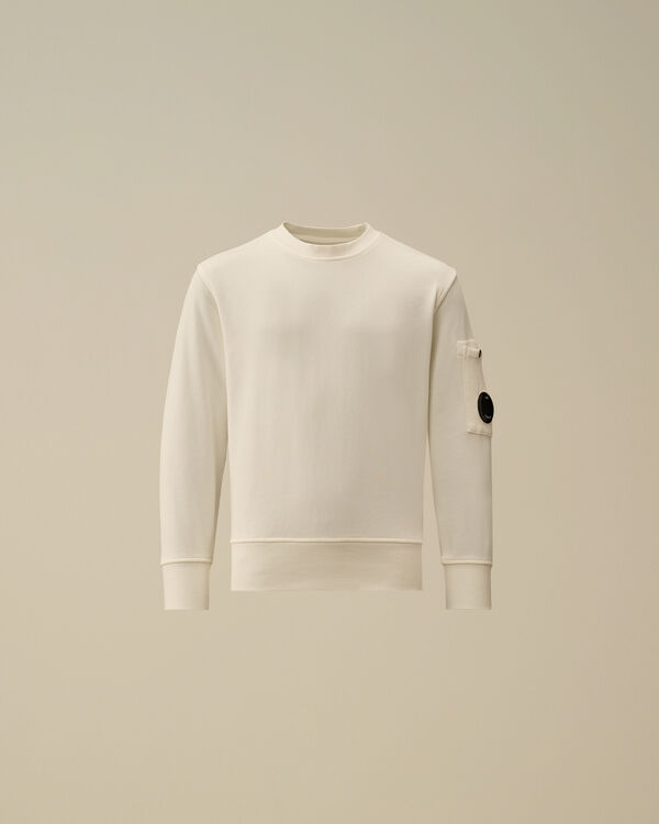 C.p. Company U16 Diagonal Fleece Crewneck Lens Sweatshirt GAUZE WHITE