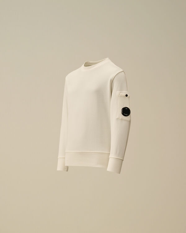 c.p. company U16 Diagonal Fleece Crewneck Lens Sweatshirt GAUZE WHITE