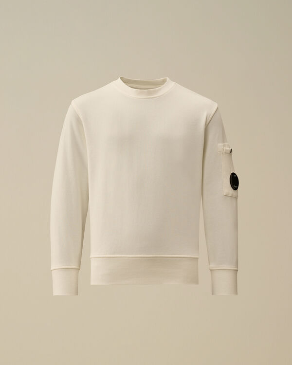 C.p. Company U16 Diagonal Fleece Crewneck Lens Sweatshirt GAUZE WHITE