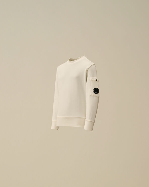 c.p. company U16 Diagonal Fleece Crewneck Lens Sweatshirt GAUZE WHITE