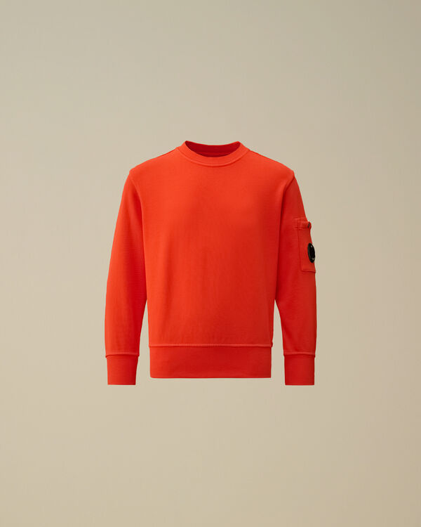 C.p. Company U16 Diagonal Fleece Crewneck Lens Sweatshirt POINCIANA - ORANGE