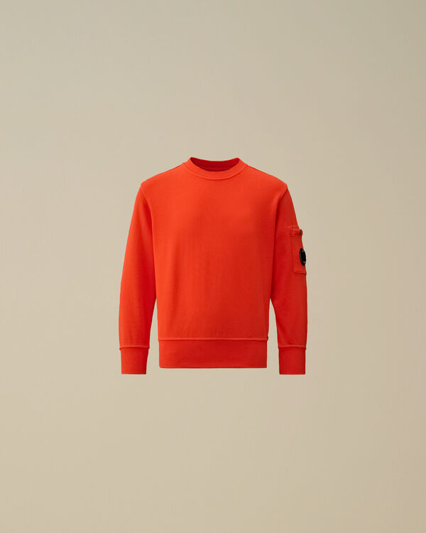C.p. Company U16 Diagonal Fleece Crewneck Lens Sweatshirt POINCIANA - ORANGE