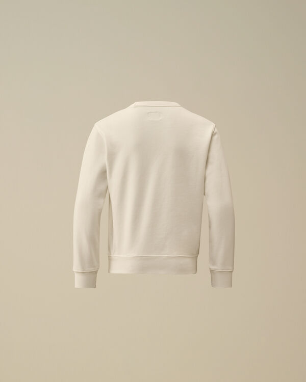 C.p. Company U16 Diagonal Fleece Crewneck Logo Sweatshirt GAUZE WHITE