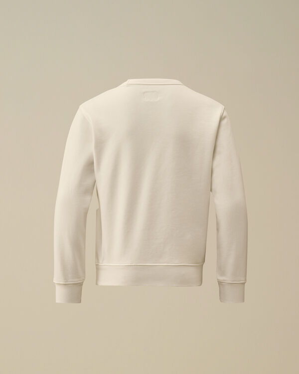 C.p. Company U16 Diagonal Fleece Crewneck Logo Sweatshirt GAUZE WHITE