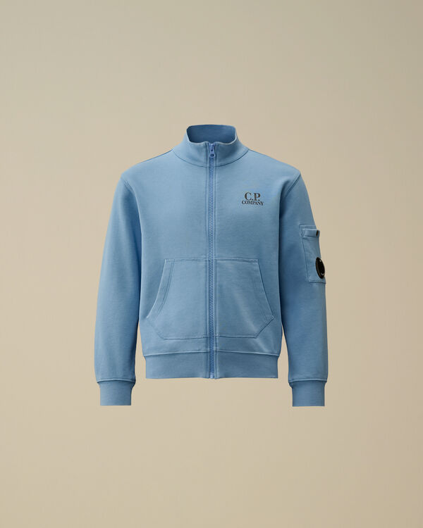 C.p. Company U16 Diagonal Fleece Full Zip Lens Sweatshirt PACIFIC COAST - LIGHT-BLUE
