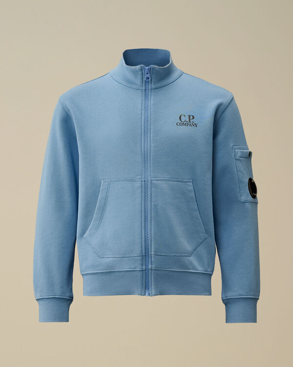 C.p. Company U16 Diagonal Fleece Full Zip Lens Sweatshirt PACIFIC COAST - LIGHT-BLUE