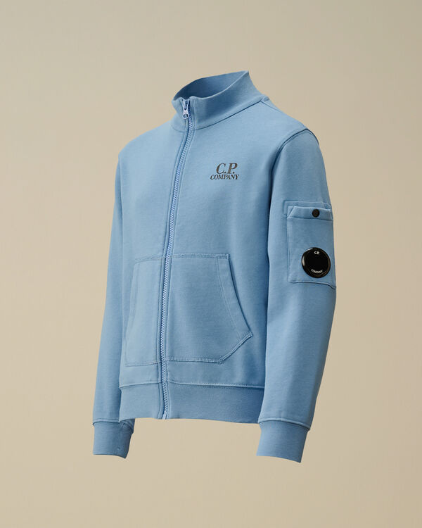 c.p. company U16 Diagonal Fleece Full Zip Lens Sweatshirt PACIFIC COAST - LIGHT-BLUE