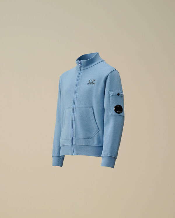 c.p. company U16 Diagonal Fleece Full Zip Lens Sweatshirt PACIFIC COAST - LIGHT-BLUE