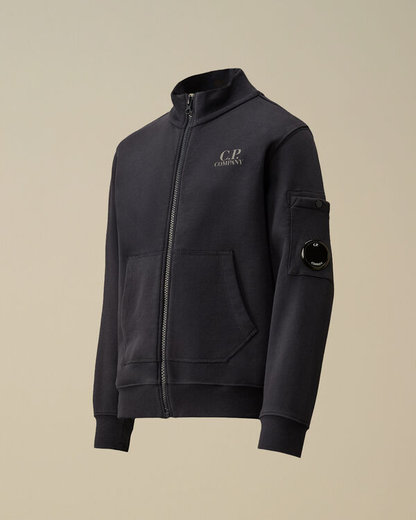 c.p. company U16 Diagonal Fleece Full Zip Lens Sweatshirt TOTAL ECLIPSE - BLUE