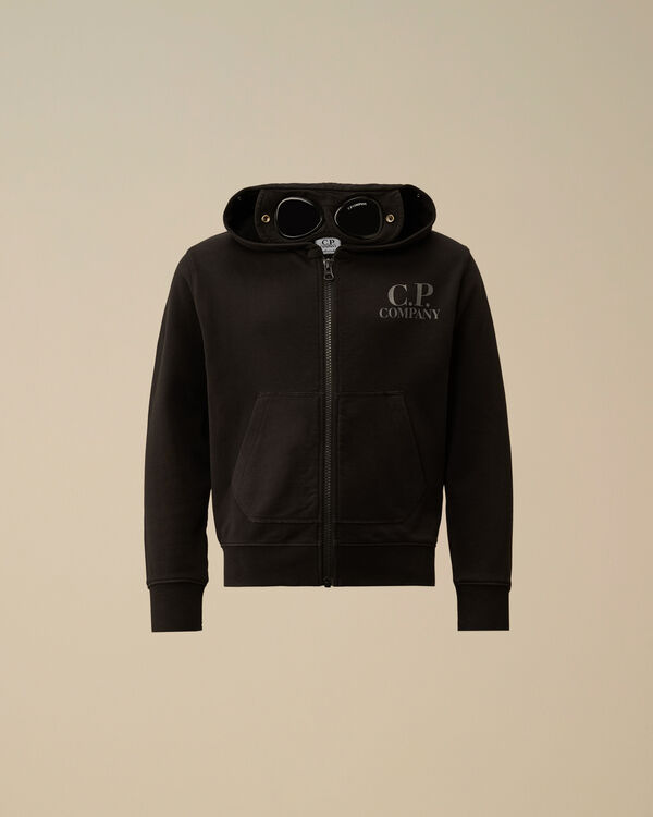 C.p. Company U16 Diagonal Fleece Goggle Hooded Sweatshirt BLACK