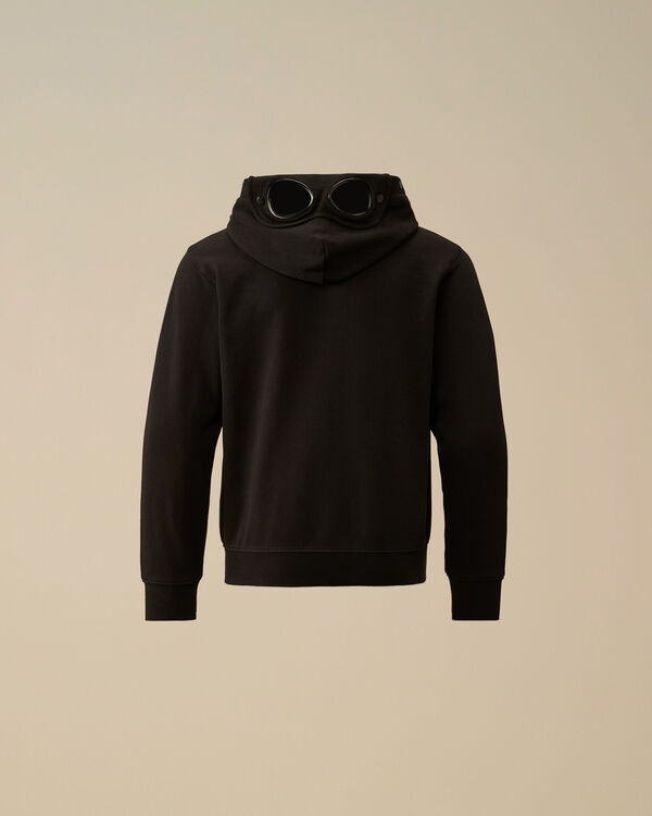 C.p. Company U16 Diagonal Fleece Goggle Hooded Sweatshirt BLACK