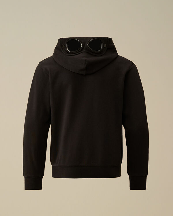 C.p. Company U16 Diagonal Fleece Goggle Hooded Sweatshirt BLACK