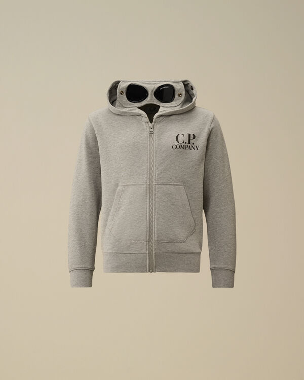 C.p. Company U16 Diagonal Fleece Goggle Hooded Sweatshirt GREY MELANGE