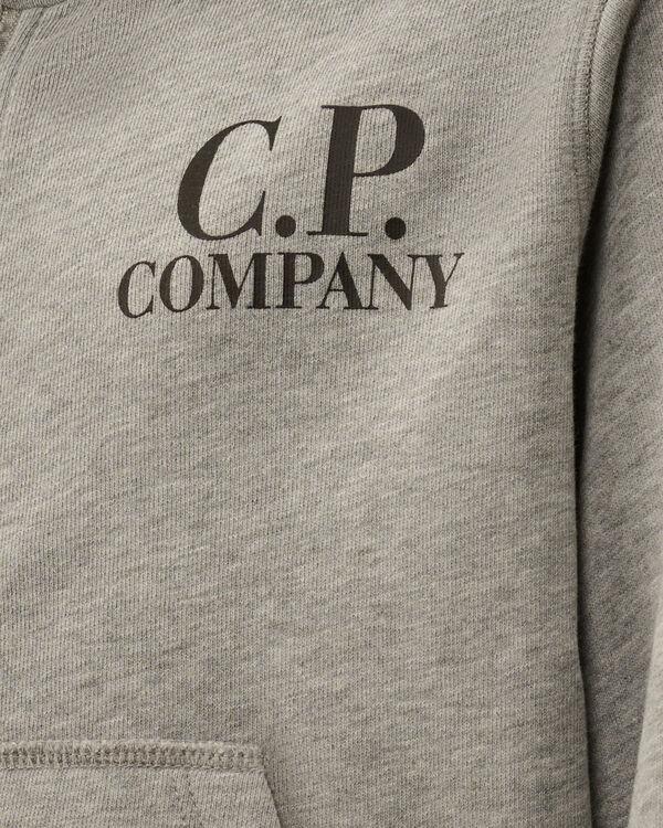 C.p. Company U16 Diagonal Fleece Goggle Hooded Sweatshirt GREY MELANGE