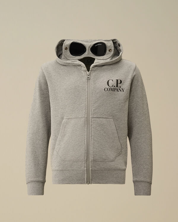 C.p. Company U16 Diagonal Fleece Goggle Hooded Sweatshirt GREY MELANGE