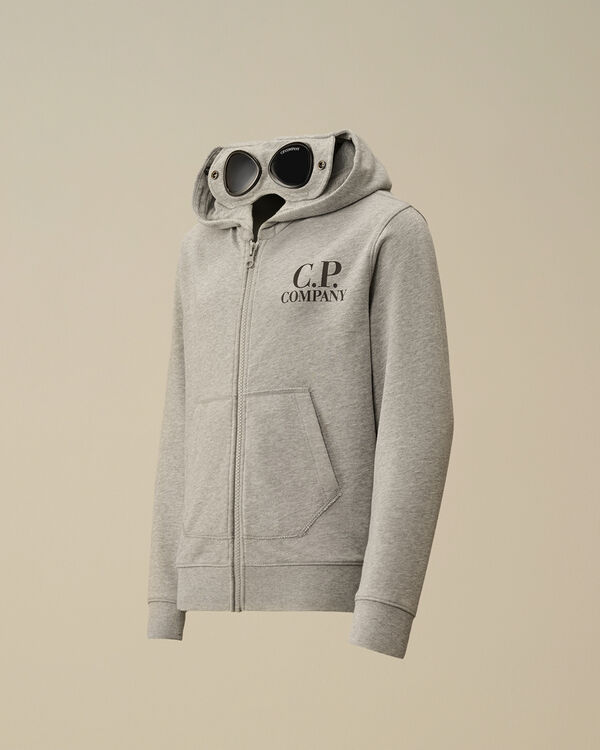 c.p. company U16 Diagonal Fleece Goggle Hooded Sweatshirt GREY MELANGE