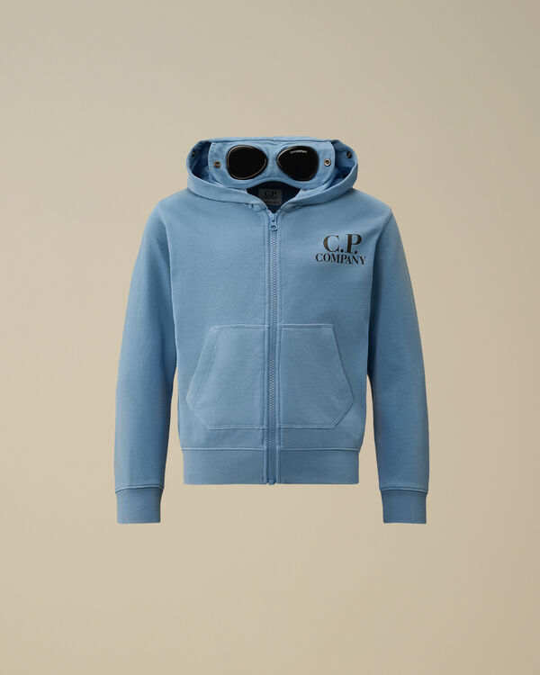 C.p. Company U16 Diagonal Fleece Goggle Hooded Sweatshirt PACIFIC COAST - LIGHT-BLUE