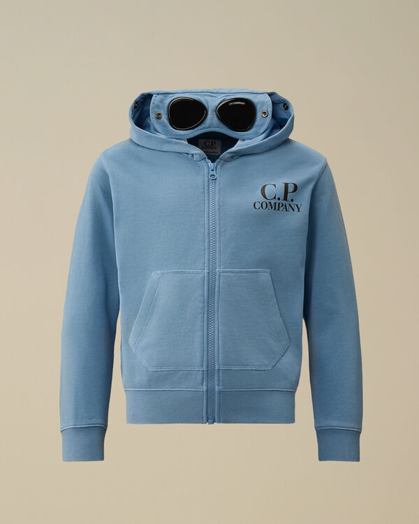 C.p. Company U16 Diagonal Fleece Goggle Hooded Sweatshirt PACIFIC COAST - LIGHT-BLUE
