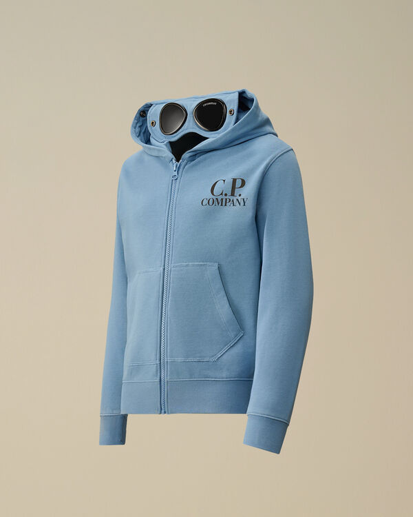 c.p. company U16 Diagonal Fleece Goggle Hooded Sweatshirt PACIFIC COAST - LIGHT-BLUE