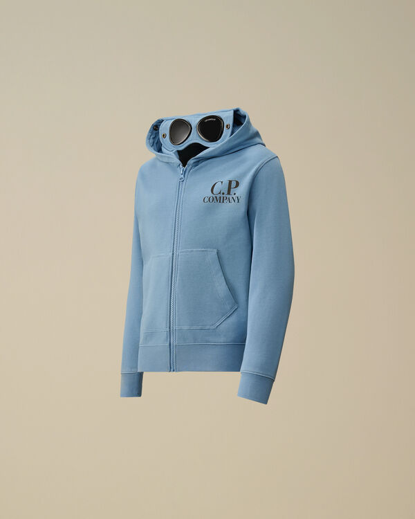 c.p. company U16 Diagonal Fleece Goggle Hooded Sweatshirt PACIFIC COAST - LIGHT-BLUE