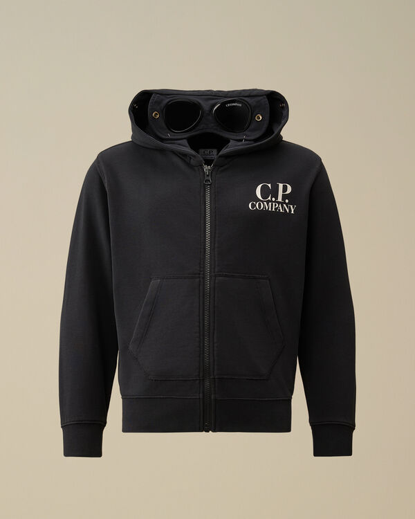 C.p. Company U16 Diagonal Fleece Goggle Hooded Sweatshirt TOTAL ECLIPSE - BLUE
