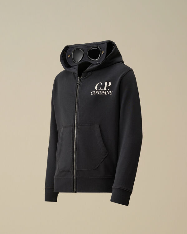 c.p. company U16 Diagonal Fleece Goggle Hooded Sweatshirt TOTAL ECLIPSE - BLUE