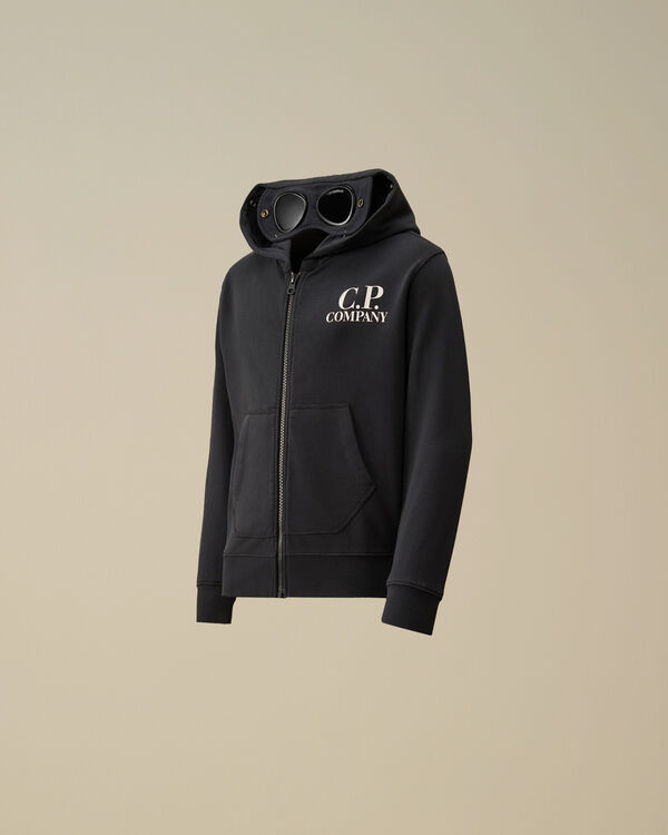 c.p. company U16 Diagonal Fleece Goggle Hooded Sweatshirt TOTAL ECLIPSE - BLUE