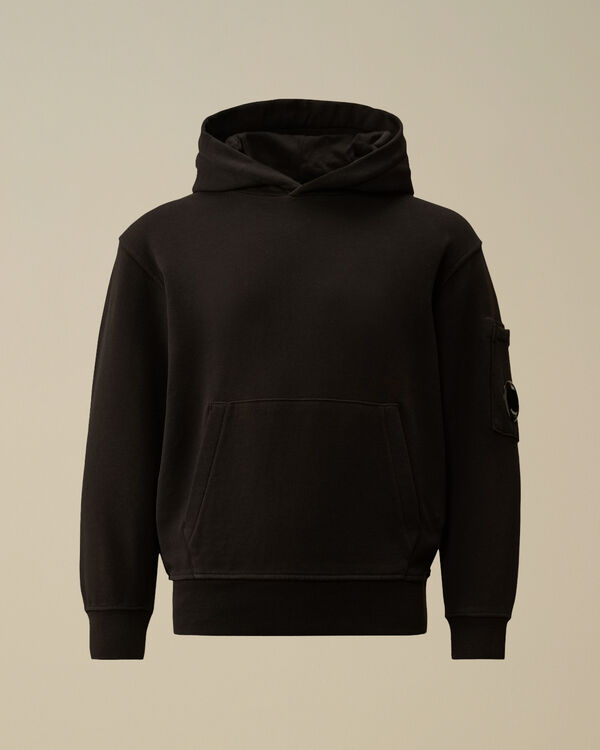 C.p. Company U16 Diagonal Fleece Hooded Lens Sweatshirt BLACK