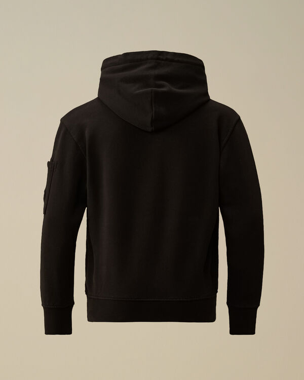 C.p. Company U16 Diagonal Fleece Hooded Lens Sweatshirt BLACK