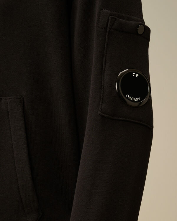 C.p. Company U16 Diagonal Fleece Hooded Lens Sweatshirt BLACK