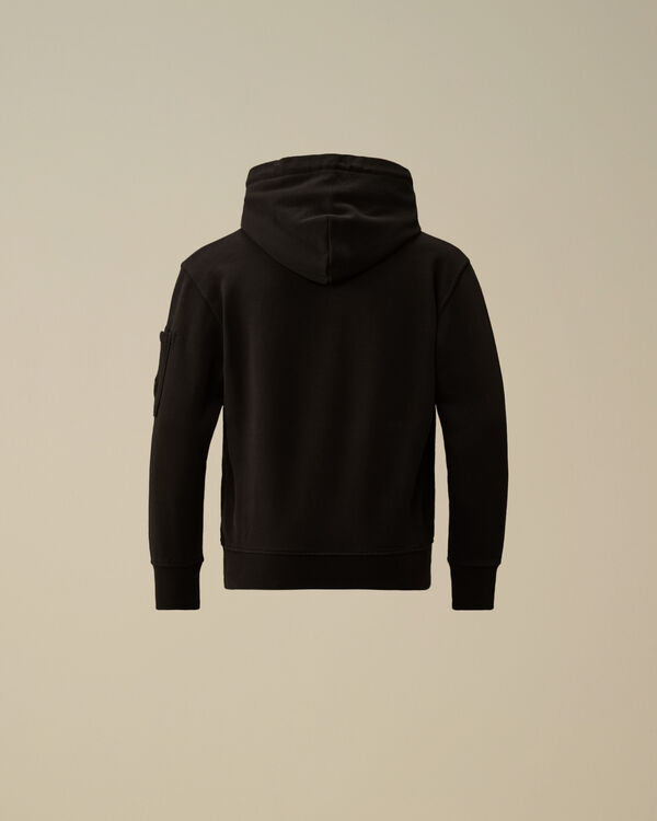 C.p. Company U16 Diagonal Fleece Hooded Lens Sweatshirt BLACK