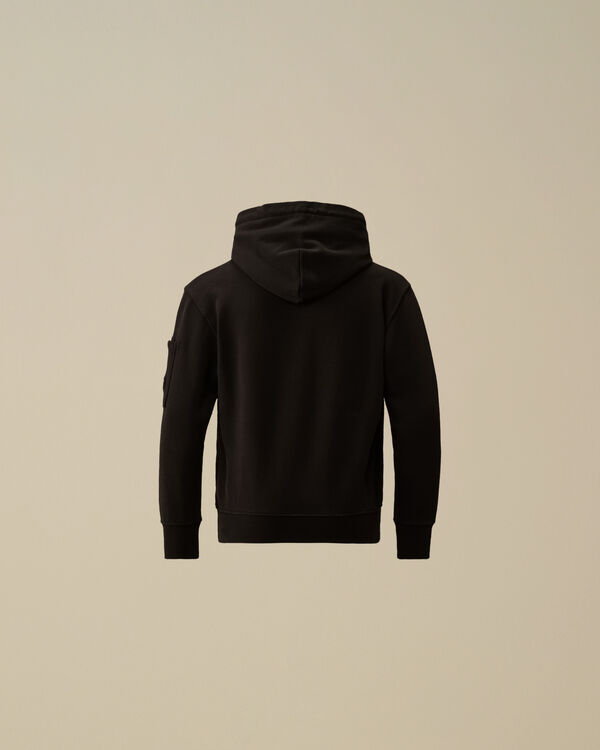 C.p. Company U16 Diagonal Fleece Hooded Lens Sweatshirt BLACK