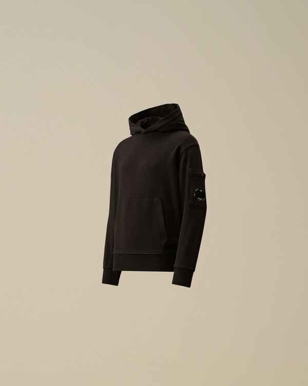 c.p. company U16 Diagonal Fleece Hooded Lens Sweatshirt BLACK