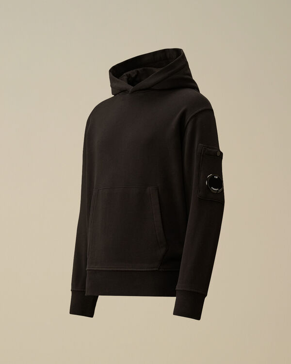 c.p. company U16 Diagonal Fleece Hooded Lens Sweatshirt BLACK