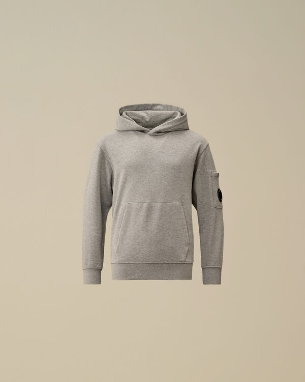 C.p. Company U16 Diagonal Fleece Hooded Lens Sweatshirt GREY MELANGE