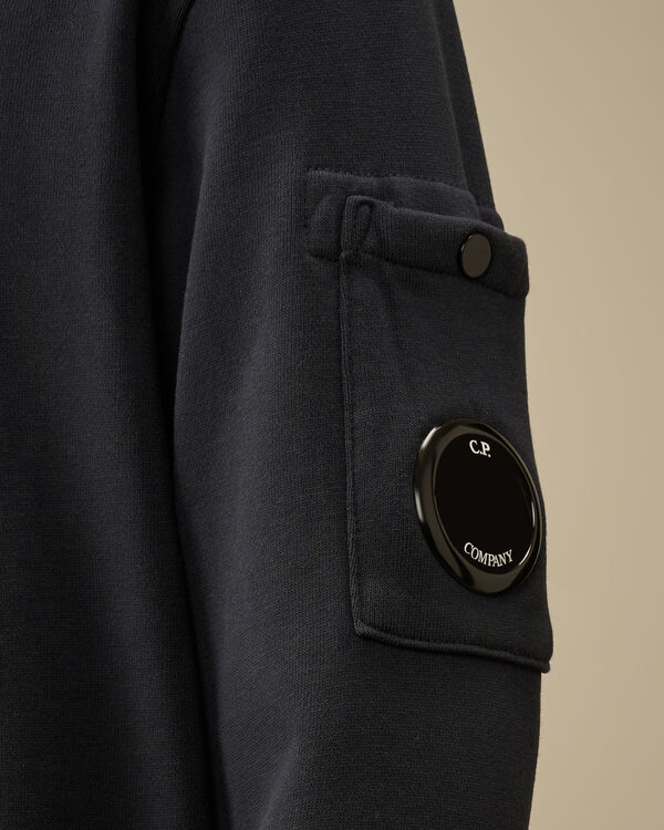 C.p. Company U16 Diagonal Fleece Hooded Lens Sweatshirt TOTAL ECLIPSE - BLUE